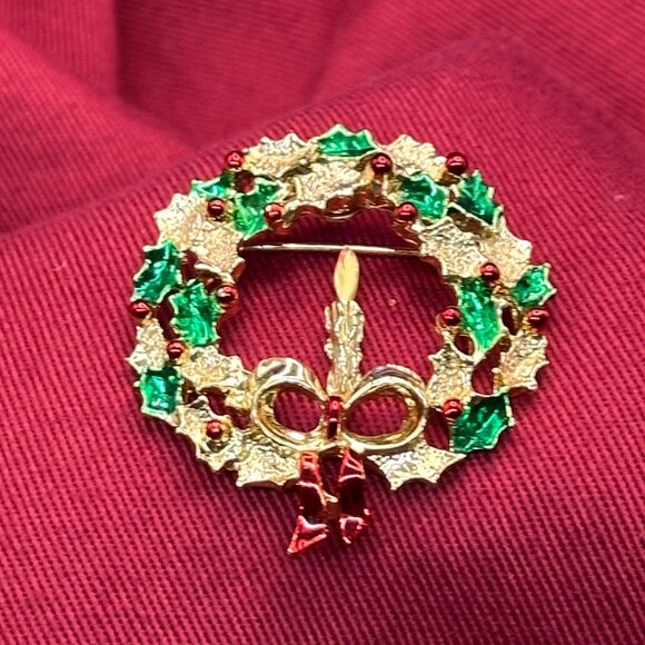 VTG Gerry’s Christmas Wreath Brooch - Picture 2 of 8